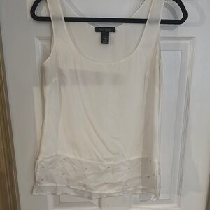 White House Black Market White Tank Top with Embellished Hem